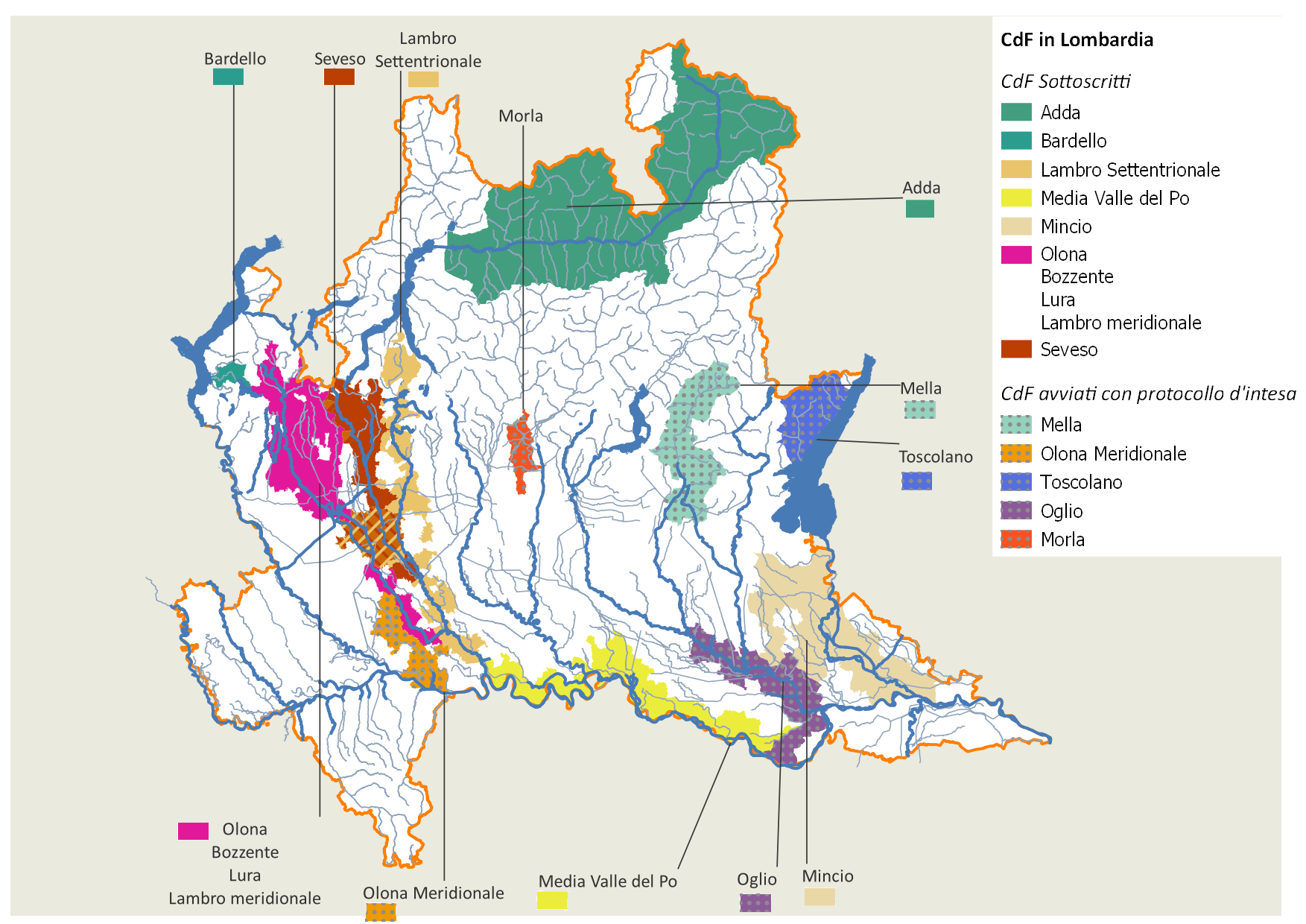 Cartografia dei Contratti di Fiume in Lombardia aggiornata a dicembre 2022