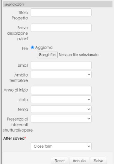 webgis schermata inserimento dati